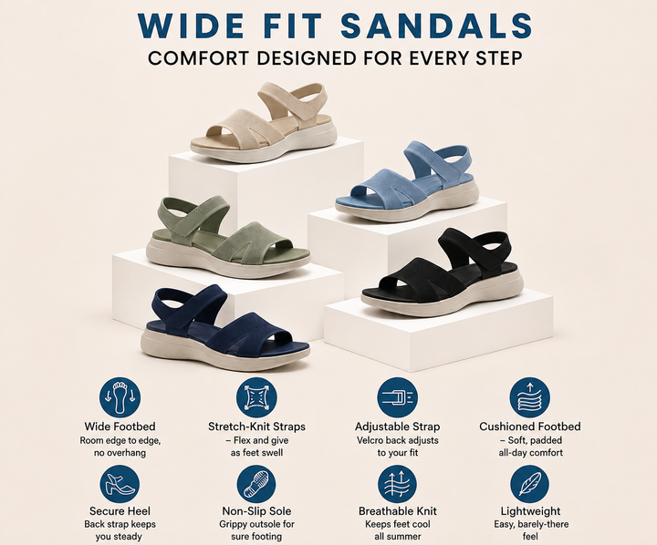 Noomsy Wide & Stretch Walking Sandals