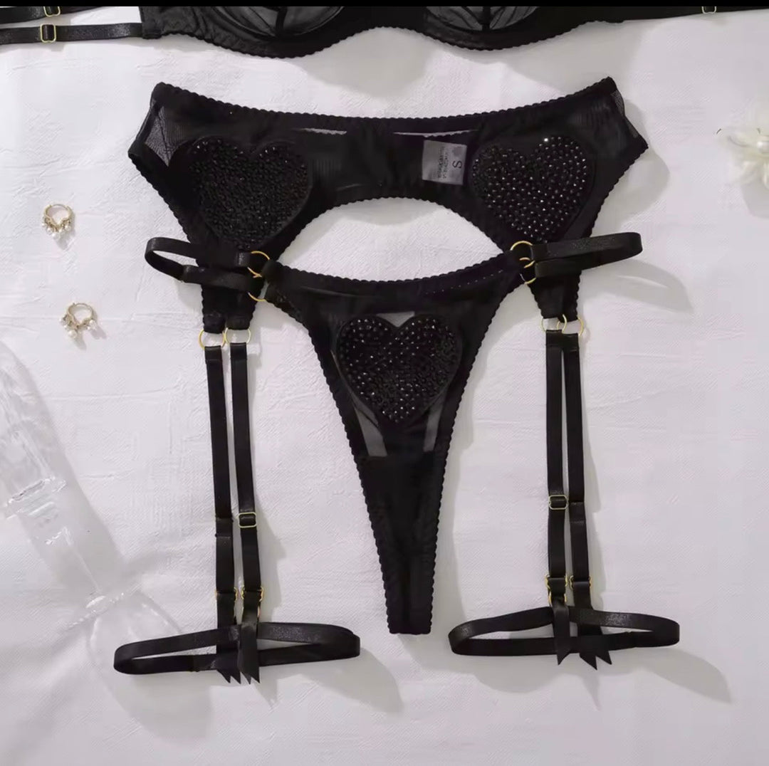 Zwarte diamanten lingerieset