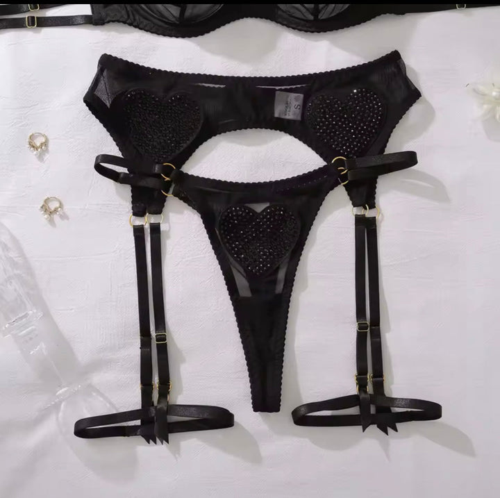 Zwarte diamanten lingerieset