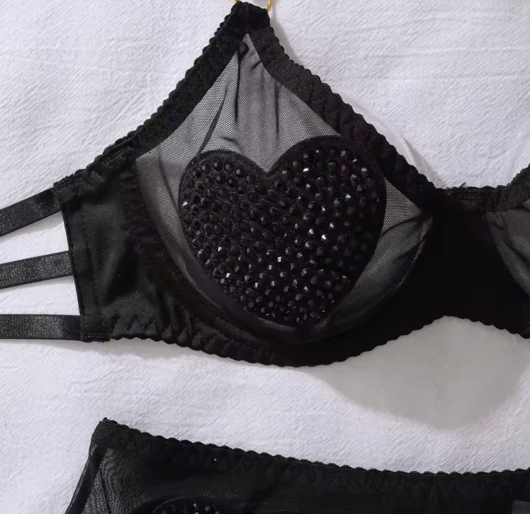 Zwarte diamanten lingerieset
