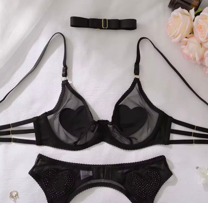 Zwarte diamanten lingerieset